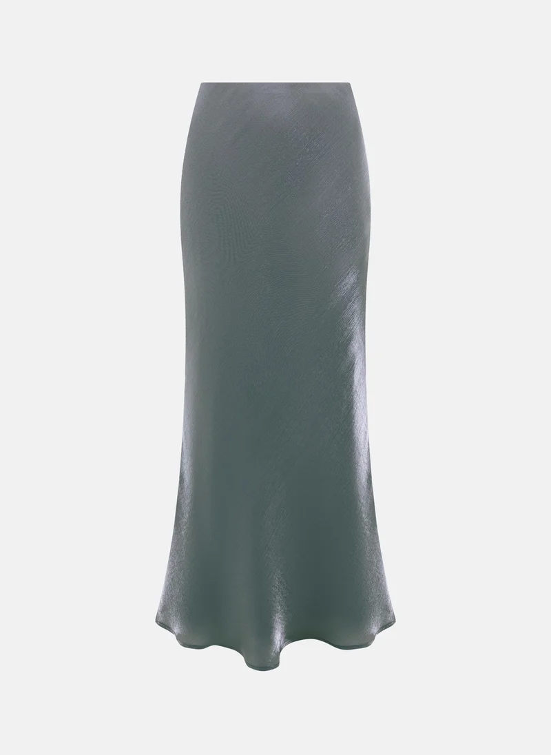 Lichi Flared maxi skirt in shiny fabric